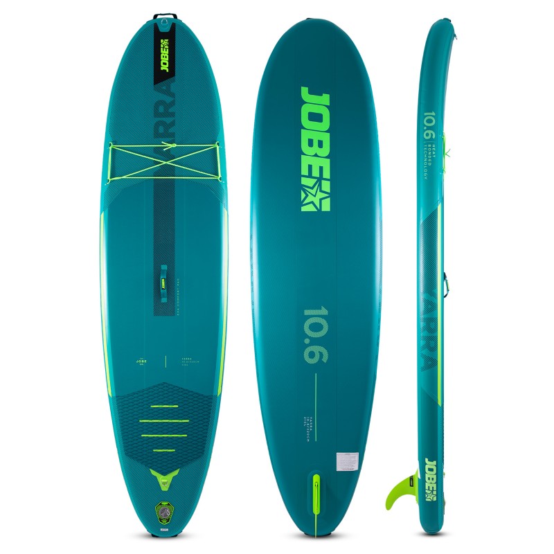 Aero Yarra SUP Board 10.6 Package Teal with Fiberglass paddle Lime